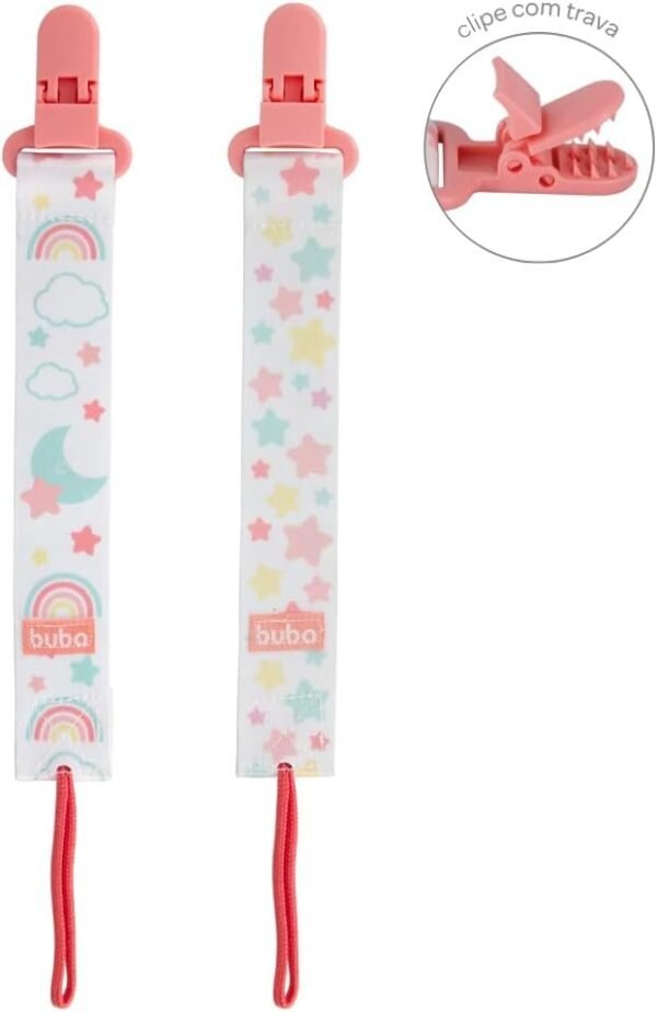 KIT 2 PREND. CHUPETA ESTRELAS ROSA - Imagem 2