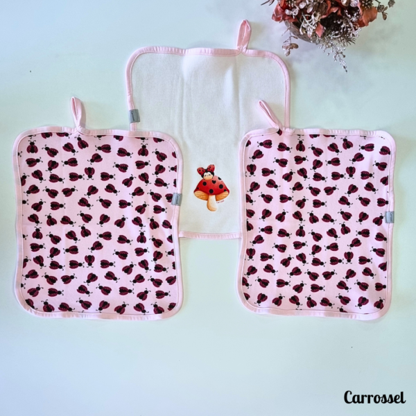 KIT 3 PANINHOS DE BOCA JOANINHA ROSA